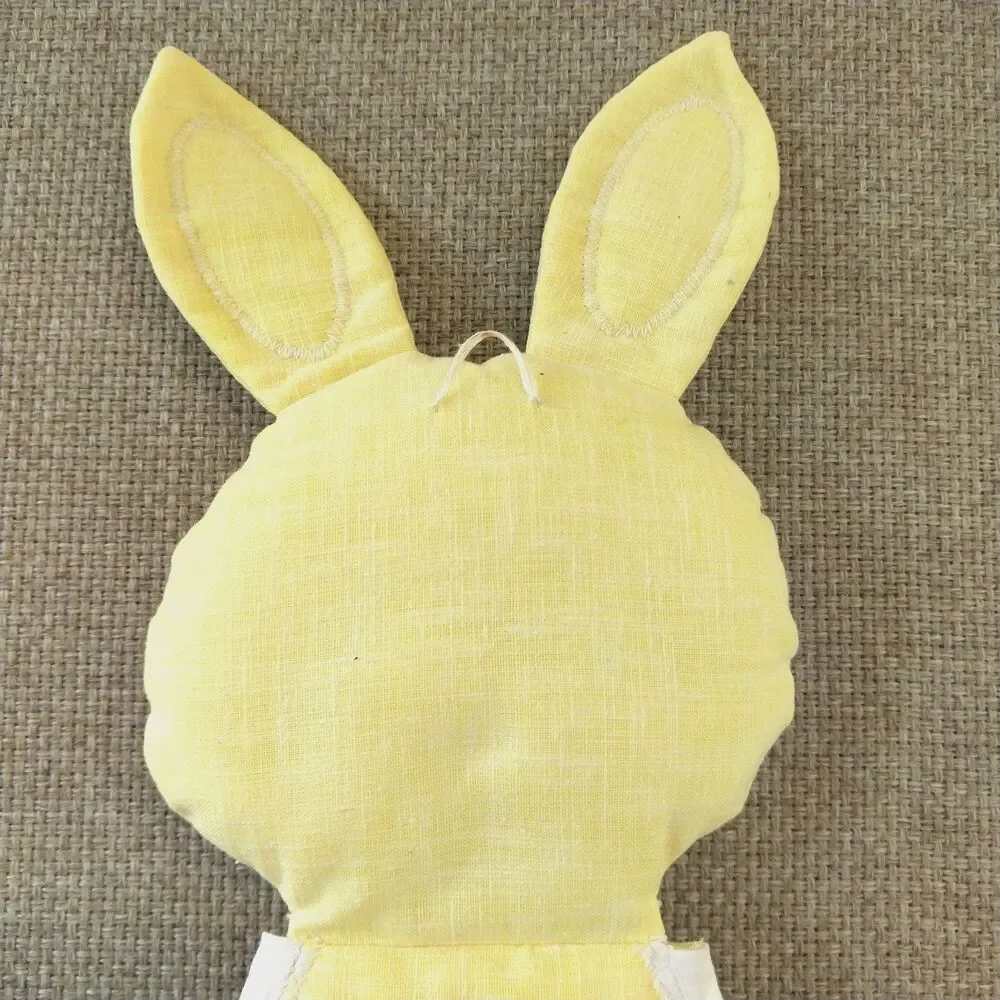 Vintage Nursery Fabric Hanging Baby Crib Storage Organizer  Pockets Yellow Bunny